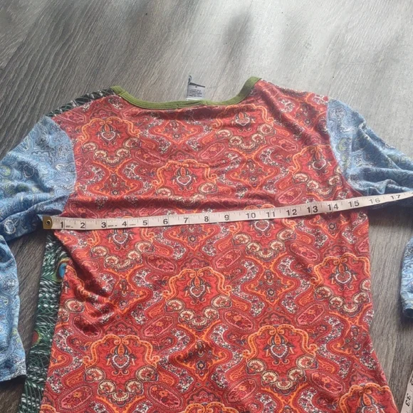 Y2K Peacock Paisley Patchwork Print Top - Picture 5 of 7